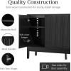 imageBest Choice Products 55quot Modern 4Door Sideboard Storage Cabinet Buffet Media Cabinet Cupboard Entryway Accent Table Bookcase wReed Panels and Adjustable Shelves  NaturalBlack