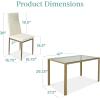 imageBest Choice Products 5Piece Glass Dining Set Modern Kitchen Table Furniture for Dining Room Dinette Compact SpaceSaving wGlass Tabletop 4 Upholstered PU Chairs Metal Steel Frame  BlackIvoryGold