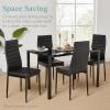 imageBest Choice Products 5Piece Glass Dining Set Modern Kitchen Table Furniture for Dining Room Dinette Compact SpaceSaving wGlass Tabletop 4 Upholstered PU Chairs Metal Steel Frame  BlackCamelBlack