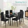 imageBest Choice Products 5Piece Glass Dining Set Modern Kitchen Table Furniture for Dining Room Dinette Compact SpaceSaving wGlass Tabletop 4 Upholstered PU Chairs Metal Steel Frame  BlackBlack