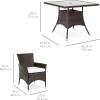 imageBest Choice Products 5Piece Indoor Outdoor Wicker Dining Set Furniture for Patio Backyard wSquare Glass Tabletop Umbrella Cutout 4 Chairs  NavyCream