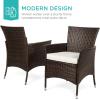 imageBest Choice Products 5Piece Indoor Outdoor Wicker Dining Set Furniture for Patio Backyard wSquare Glass Tabletop Umbrella Cutout 4 Chairs  NavyCream