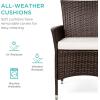 imageBest Choice Products 5Piece Indoor Outdoor Wicker Dining Set Furniture for Patio Backyard wSquare Glass Tabletop Umbrella Cutout 4 Chairs  NavyCream