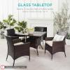 imageBest Choice Products 5Piece Indoor Outdoor Wicker Dining Set Furniture for Patio Backyard wSquare Glass Tabletop Umbrella Cutout 4 Chairs  NavyNavy