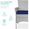 imageBest Choice Products 5Piece Indoor Outdoor Wicker Dining Set Furniture for Patio Backyard wSquare Glass Tabletop Umbrella Cutout 4 Chairs  NavyNavy