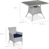 imageBest Choice Products 5Piece Indoor Outdoor Wicker Dining Set Furniture for Patio Backyard wSquare Glass Tabletop Umbrella Cutout 4 Chairs  NavyNavy