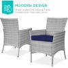 imageBest Choice Products 5Piece Indoor Outdoor Wicker Dining Set Furniture for Patio Backyard wSquare Glass Tabletop Umbrella Cutout 4 Chairs  NavyNavy
