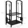 imageBest Choice Products 5Piece Indoor Outdoor Wrought Iron Firewood Log Storage Rack Holder Firepit Tools Set for Fireplace Fire Pit Stove wHook Broom Shovel Tongs  CopperBlack