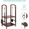 imageBest Choice Products 5Piece Indoor Outdoor Wrought Iron Firewood Log Storage Rack Holder Firepit Tools Set for Fireplace Fire Pit Stove wHook Broom Shovel Tongs  CopperCopper