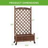 imageBest Choice Products 60in Wood Planter Box ampamp Diamond Lattice Trellis Mobile Outdoor Raised Garden Bed for Climbing Plants wDrainage Holes Optional Wheels  Walnut