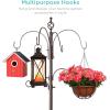 imageBest Choice Products 6Hook Bird Feeding Station Steel MultiFeeder Kit Stand for Attracting Wild Birds w 4 Bird Feeders Mesh Tray Bird Bath 5Prong Base  Bronze