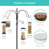 imageBest Choice Products 6Hook Bird Feeding Station Steel MultiFeeder Kit Stand for Attracting Wild Birds w 4 Bird Feeders Mesh Tray Bird Bath 5Prong Base  Black