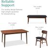 imageBest Choice Products 6Piece Wooden Dining Set MidCentury Modern Table ampamp Upholstered Chair Set wBench Seat Rubberwood Legs  WalnutCharcoalWalnutCharcoal