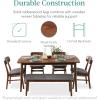 imageBest Choice Products 6Piece Wooden Dining Set MidCentury Modern Table ampamp Upholstered Chair Set wBench Seat Rubberwood Legs  WalnutCharcoalWalnutGray
