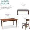 imageBest Choice Products 6Piece Wooden Dining Set MidCentury Modern Table ampamp Upholstered Chair Set wBench Seat Rubberwood Legs  WalnutCharcoalWalnutGray