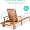 imageBest Choice Products 79x26in Acacia Wood Chaise Lounge Chair Recliner Outdoor Furniture for Patio Poolside wSlideOut Side Table FoamPadded Cushion Adjustable Backrest Wheels  CreamCream