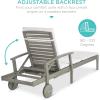 imageBest Choice Products 79x26in Acacia Wood Chaise Lounge Chair Recliner Outdoor Furniture for Patio Poolside wSlideOut Side Table FoamPadded Cushion Adjustable Backrest Wheels  CreamGrayCream