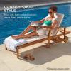imageBest Choice Products 79x26in Acacia Wood Chaise Lounge Chair Recliner Outdoor Furniture for Patio Poolside wSlideOut Side Table FoamPadded Cushion Adjustable Backrest Wheels  CreamGrayNavy