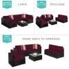 imageBest Choice Products 7Piece Modular Outdoor Sectional Wicker Patio Conversation Set w 2 Pillows Coffee Table Cover Included  GrayCreamBlackDeep Burgundy