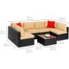 imageBest Choice Products 7Piece Modular Outdoor Sectional Wicker Patio Conversation Set w 2 Pillows Coffee Table Cover Included  GrayCreamBlackTan