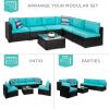 imageBest Choice Products 7Piece Modular Outdoor Sectional Wicker Patio Conversation Set w 2 Pillows Coffee Table Cover Included  GrayCreamBlackTeal