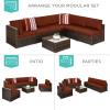 imageBest Choice Products 7Piece Modular Outdoor Sectional Wicker Patio Conversation Set w 2 Pillows Coffee Table Cover Included  GrayCreamBrownDark Rust