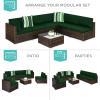 imageBest Choice Products 7Piece Modular Outdoor Sectional Wicker Patio Conversation Set w 2 Pillows Coffee Table Cover Included  GrayCreamBrownMidnight Green