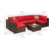 imageBest Choice Products 7Piece Modular Outdoor Sectional Wicker Patio Conversation Set w 2 Pillows Coffee Table Cover Included  GrayCreamBrownRed