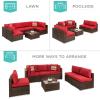 imageBest Choice Products 7Piece Modular Outdoor Sectional Wicker Patio Conversation Set w 2 Pillows Coffee Table Cover Included  GrayCreamBrownRed