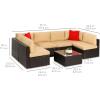imageBest Choice Products 7Piece Modular Outdoor Sectional Wicker Patio Conversation Set w 2 Pillows Coffee Table Cover Included  GrayCreamBrownTan