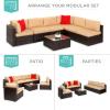 imageBest Choice Products 7Piece Modular Outdoor Sectional Wicker Patio Conversation Set w 2 Pillows Coffee Table Cover Included  GrayCreamBrownTan
