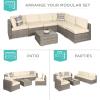 imageBest Choice Products 7Piece Modular Outdoor Sectional Wicker Patio Conversation Set w 2 Pillows Coffee Table Cover Included  GrayCreamGrayCream