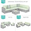 imageBest Choice Products 7Piece Modular Outdoor Sectional Wicker Patio Conversation Set w 2 Pillows Coffee Table Cover Included  GrayCreamGrayLight Mint