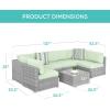 imageBest Choice Products 7Piece Modular Outdoor Sectional Wicker Patio Conversation Set w 2 Pillows Coffee Table Cover Included  GrayCreamGrayLight Mint