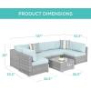 imageBest Choice Products 7Piece Modular Outdoor Sectional Wicker Patio Conversation Set w 2 Pillows Coffee Table Cover Included  GrayCreamGrayPastel Blue