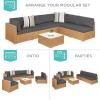 imageBest Choice Products 7Piece Modular Outdoor Sectional Wicker Patio Conversation Set w 2 Pillows Coffee Table Cover Included  GrayCreamNaturalGray