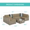 imageBest Choice Products 7Piece Modular Outdoor Sectional Wicker Patio Conversation Set w 2 Pillows Coffee Table Cover Included  GrayCreamTaupeDesert