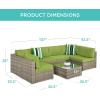 imageBest Choice Products 7Piece Modular Outdoor Sectional Wicker Patio Conversation Set w 2 Pillows Coffee Table Cover Included  GrayCreamTaupePistachio