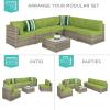 imageBest Choice Products 7Piece Modular Outdoor Sectional Wicker Patio Conversation Set w 2 Pillows Coffee Table Cover Included  GrayCreamTaupePistachio