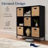 imageBest Choice Products 9Cube Bookshelf 3Tier Wood Storage Bookcase WLegs 11in Shelf Opening Cube Organizer Living Room Office Nursery  BlackBlack