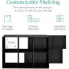 imageBest Choice Products 9Cube Bookshelf 3Tier Wood Storage Bookcase WLegs 11in Shelf Opening Cube Organizer Living Room Office Nursery  BlackBlack