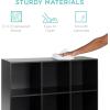 imageBest Choice Products 9Cube Bookshelf 3Tier Wood Storage Bookcase WLegs 11in Shelf Opening Cube Organizer Living Room Office Nursery  BlackBlack