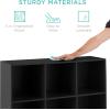 imageBest Choice Products 9Cube Bookshelf 3Tier Wood Storage Bookcase WLegs 11in Shelf Opening Cube Organizer Living Room Office Nursery  BlackBlack