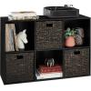 imageBest Choice Products 9Cube Bookshelf 3Tier Wood Storage Bookcase WLegs 11in Shelf Opening Cube Organizer Living Room Office Nursery  BlackBlack