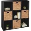 imageBest Choice Products 9Cube Bookshelf 3Tier Wood Storage Bookcase WLegs 11in Shelf Opening Cube Organizer Living Room Office Nursery  BlackBlack