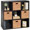 imageBest Choice Products 9Cube Bookshelf 3Tier Wood Storage Bookcase WLegs 11in Shelf Opening Cube Organizer Living Room Office Nursery  BlackBlack