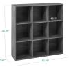 imageBest Choice Products 9Cube Bookshelf 3Tier Wood Storage Bookcase WLegs 11in Shelf Opening Cube Organizer Living Room Office Nursery  BlackDark Gray