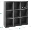 imageBest Choice Products 9Cube Bookshelf 3Tier Wood Storage Bookcase WLegs 11in Shelf Opening Cube Organizer Living Room Office Nursery  BlackDark Gray
