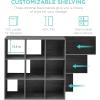 imageBest Choice Products 9Cube Bookshelf 3Tier Wood Storage Bookcase WLegs 11in Shelf Opening Cube Organizer Living Room Office Nursery  BlackDark Gray
