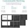 imageBest Choice Products 9Cube Bookshelf 3Tier Wood Storage Bookcase WLegs 11in Shelf Opening Cube Organizer Living Room Office Nursery  BlackDark Gray